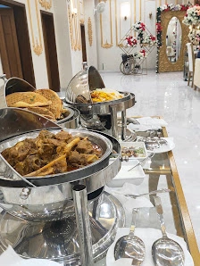 Buffet chafing dishes with fresh food